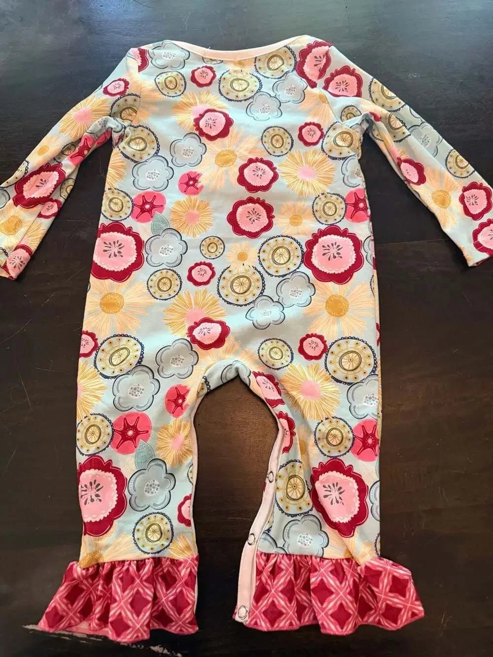 Pete & Lucy Baby Girl Floral Print Ruffle Romper Jumpsuit